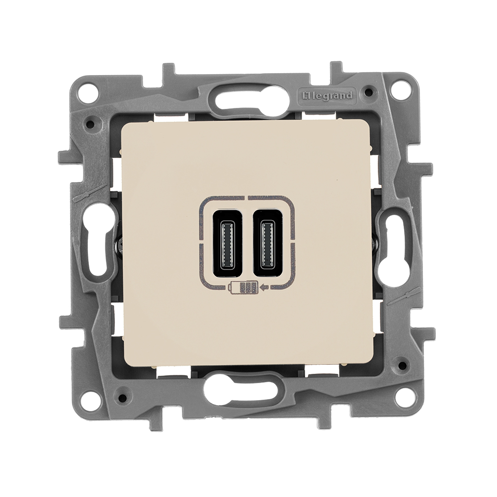 

Розетка USB Legrand Etika 672235 скрытая установка белый два модуля USB