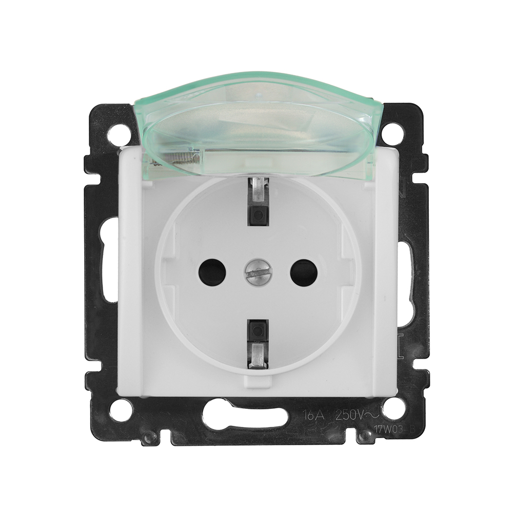 

Розетка Legrand Valena 695641 скрытая установка белая с заземлением со шторками с крышкой, Белый