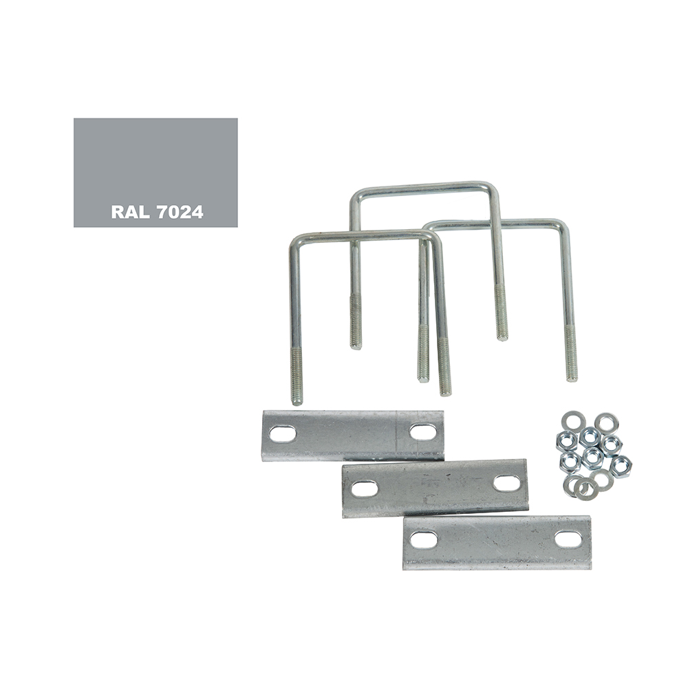 Крепление сетки/секции заборной к столбам 60х60 мм цинк+порошковое покрытие графит RAL 7024 (3 шт)