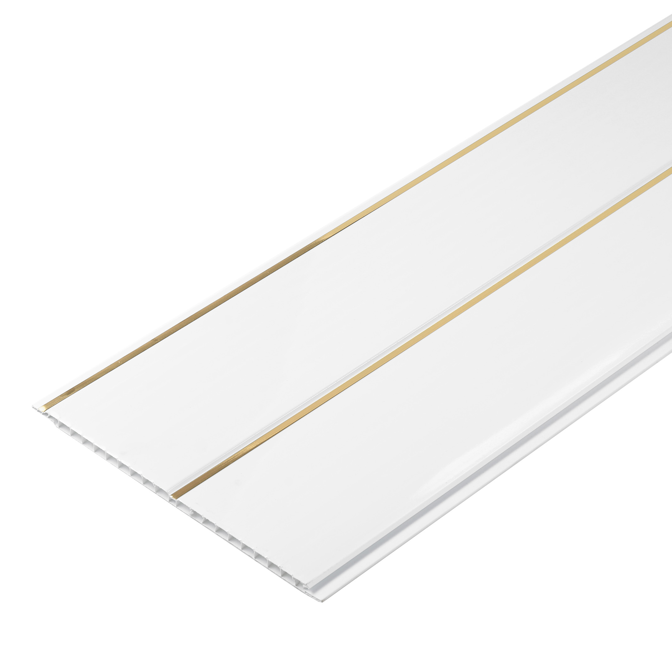 Панель ПВХ 240х3000х7,5 мм Nordside рейка двойная золото 0,72 кв.м потолочные панели пвх идеал белый глянец золото 240х3000х8мм повышенной прочности