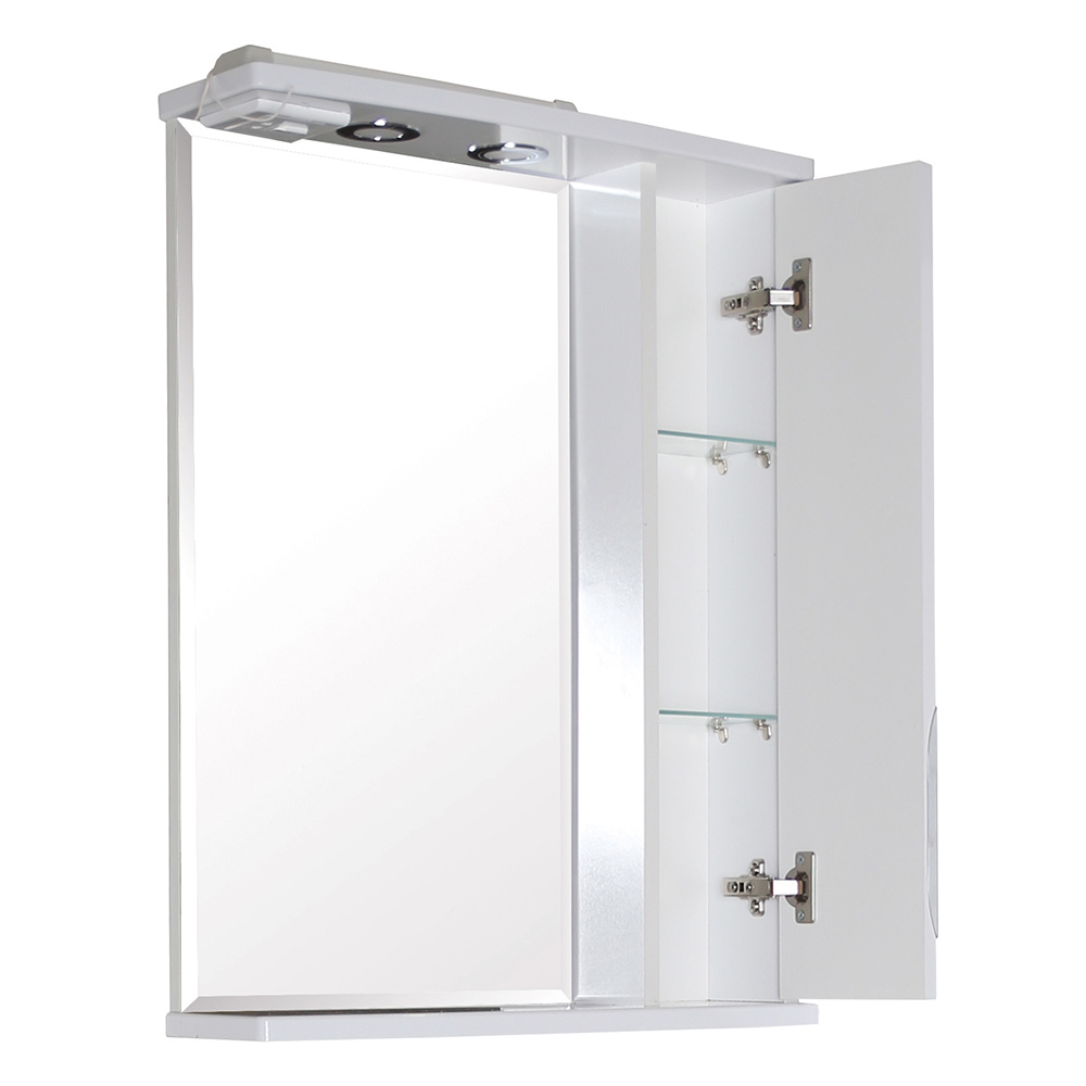 фото Зеркальный шкаф асб-мебель мессина 600 мм с подсветкой белый