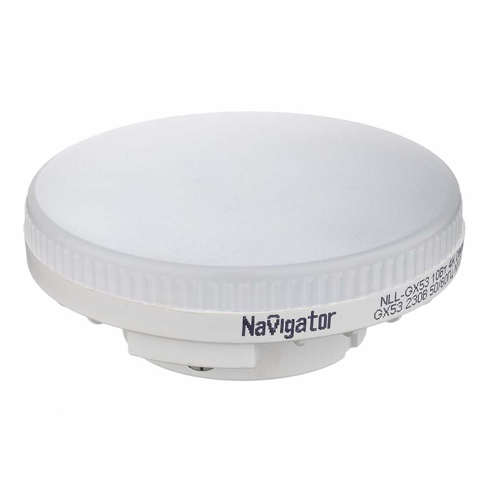 Лампа светодиодная Navigator 10 Вт GX53 таблетка 2700К теплый белый свет 220 В диммируемая