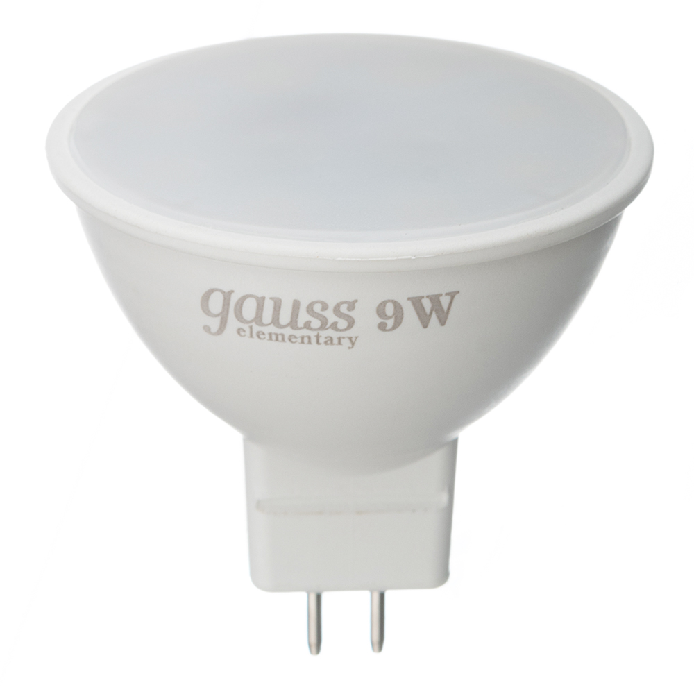 фото Лампа светодиодная gauss 9 вт gu5.3 рефлектор mr16 4100к естественный белый свет 180-240 в