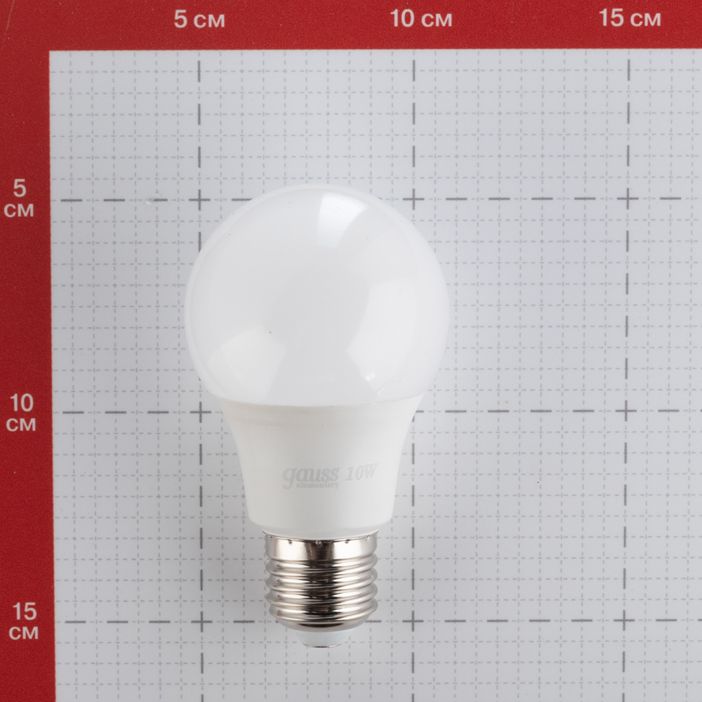 фото Лампа светодиодная gauss elementary 10 вт e27 груша a60 6500к холодный белый свет 180-240 в матовая