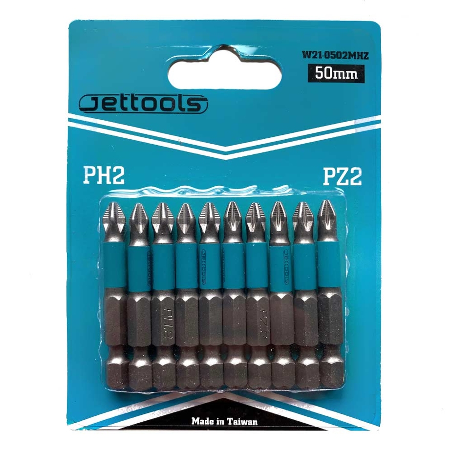 Бита Jettools (W210502MHZ) PH2/ PZ2 магнитная 50 мм (10 шт.) — купить