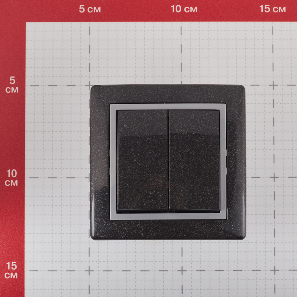 

Выключатель с рамкой Aling-conel 606.212 двухклавишный скрытая установка графитовый, Графит