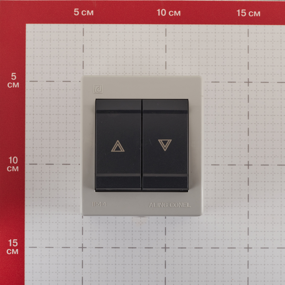 фото Кнопка управления жалюзи aling-conel 257.1a открытая установка серая ip44