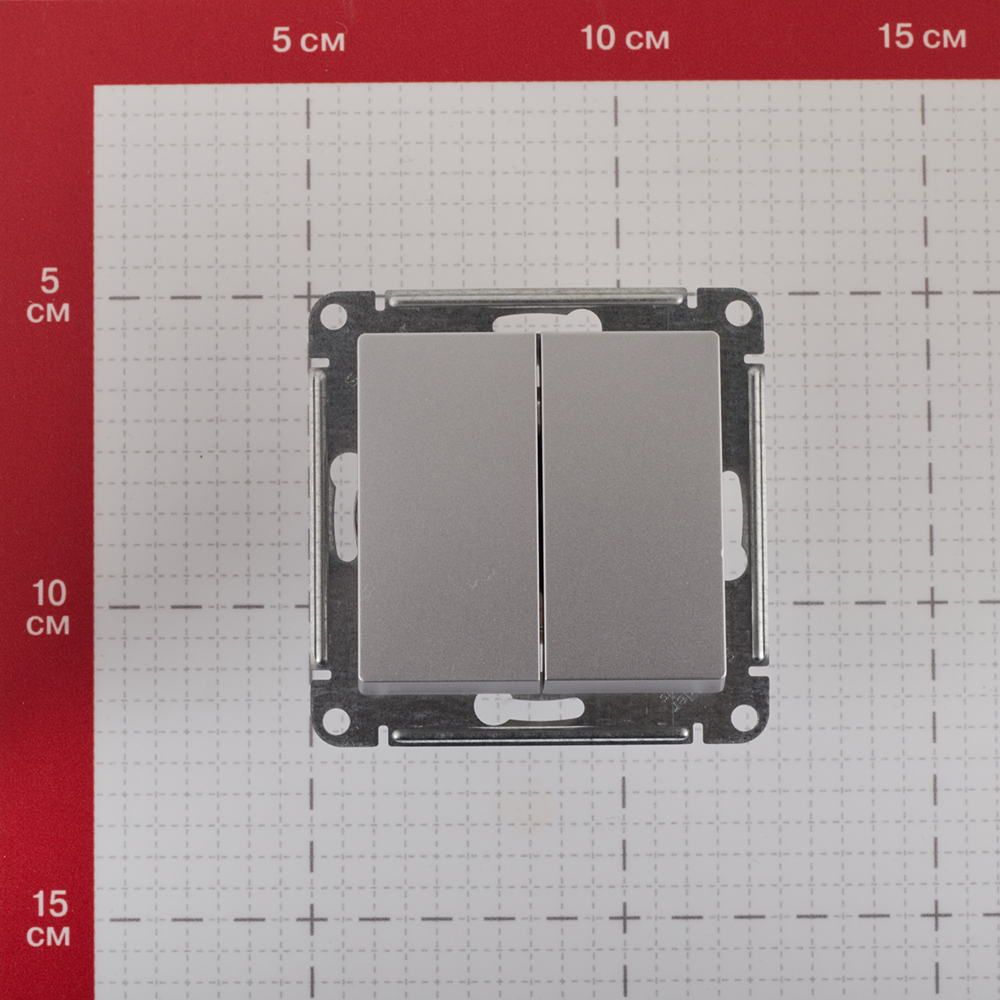 фото Выключатель schneider electric atlas design atn000351 двухклавишный скрытая установка алюминий