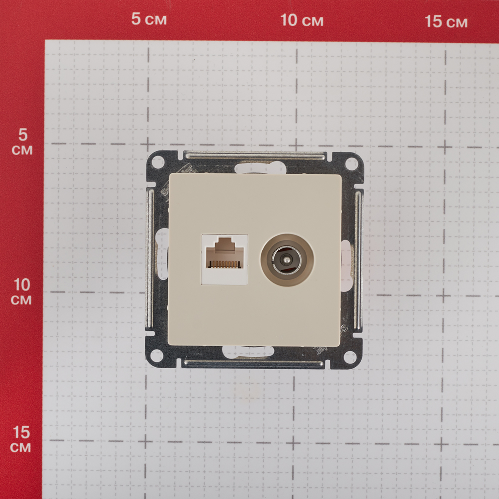 фото Розетка телевизионная/компьютерная schneider electric atlas design atn000289 скрытая установка бежевая модули tv и rj45