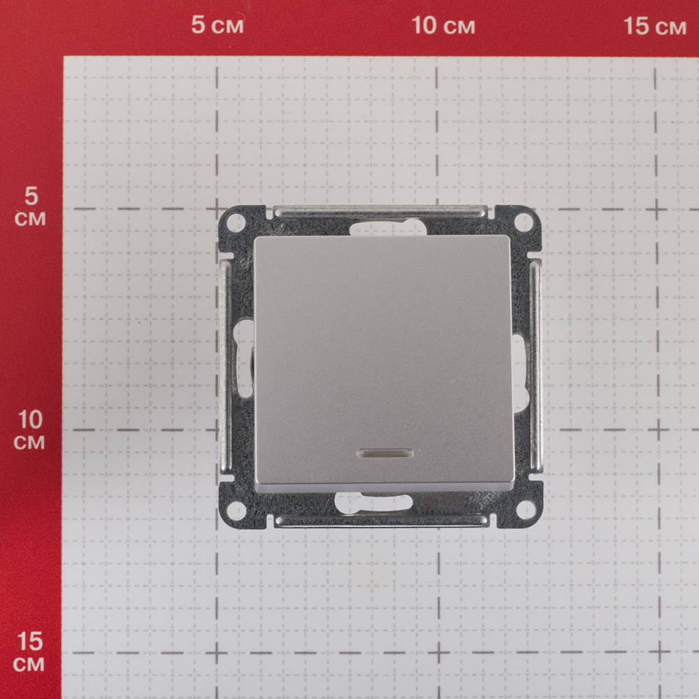 фото Выключатель schneider electric atlas design atn000313 одноклавишный скрытая установка алюминий с подсветкой