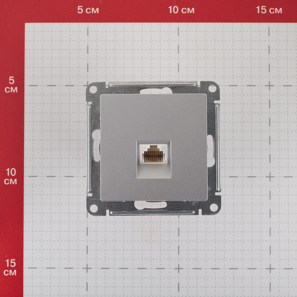 фото Розетка телефонная schneider electric atlas design atn000381 скрытая установка алюминий один модуль rj11