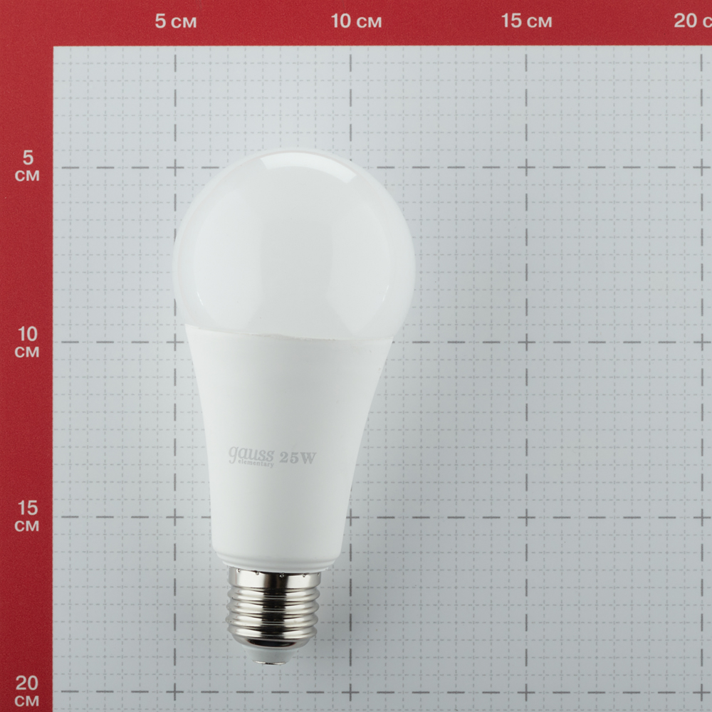 фото Лампа светодиодная gauss elementary 25 вт e27 груша a70 6500к холодный белый свет 180-240 в матовая