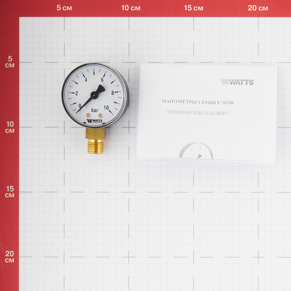 фото Манометр watts (10007380) 1/4 нр(ш) радиальный 10 бар d50 мм