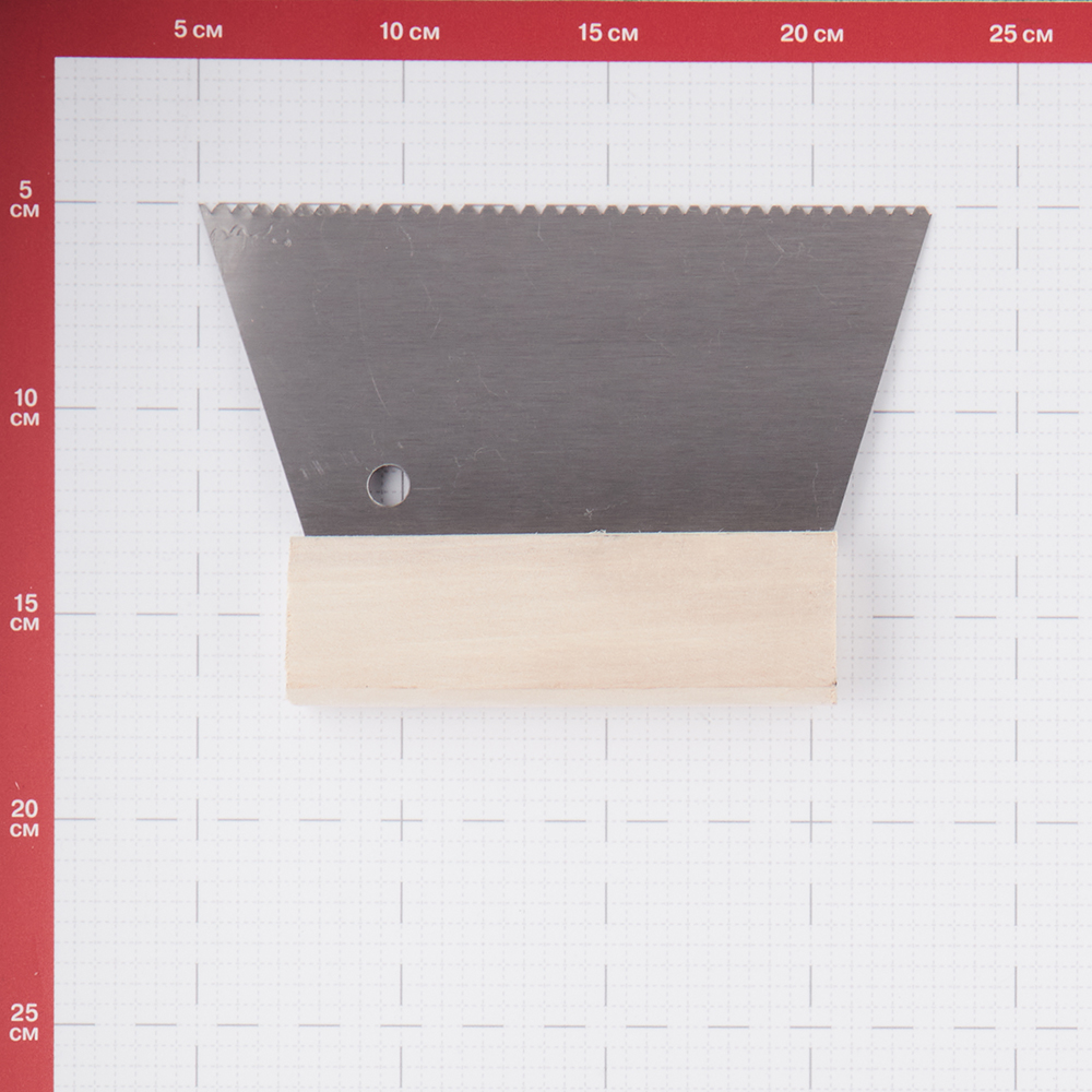 фото Шпатель для клея зубчатый hardy 180 мм b2 нержавеющая сталь с деревянной ручкой