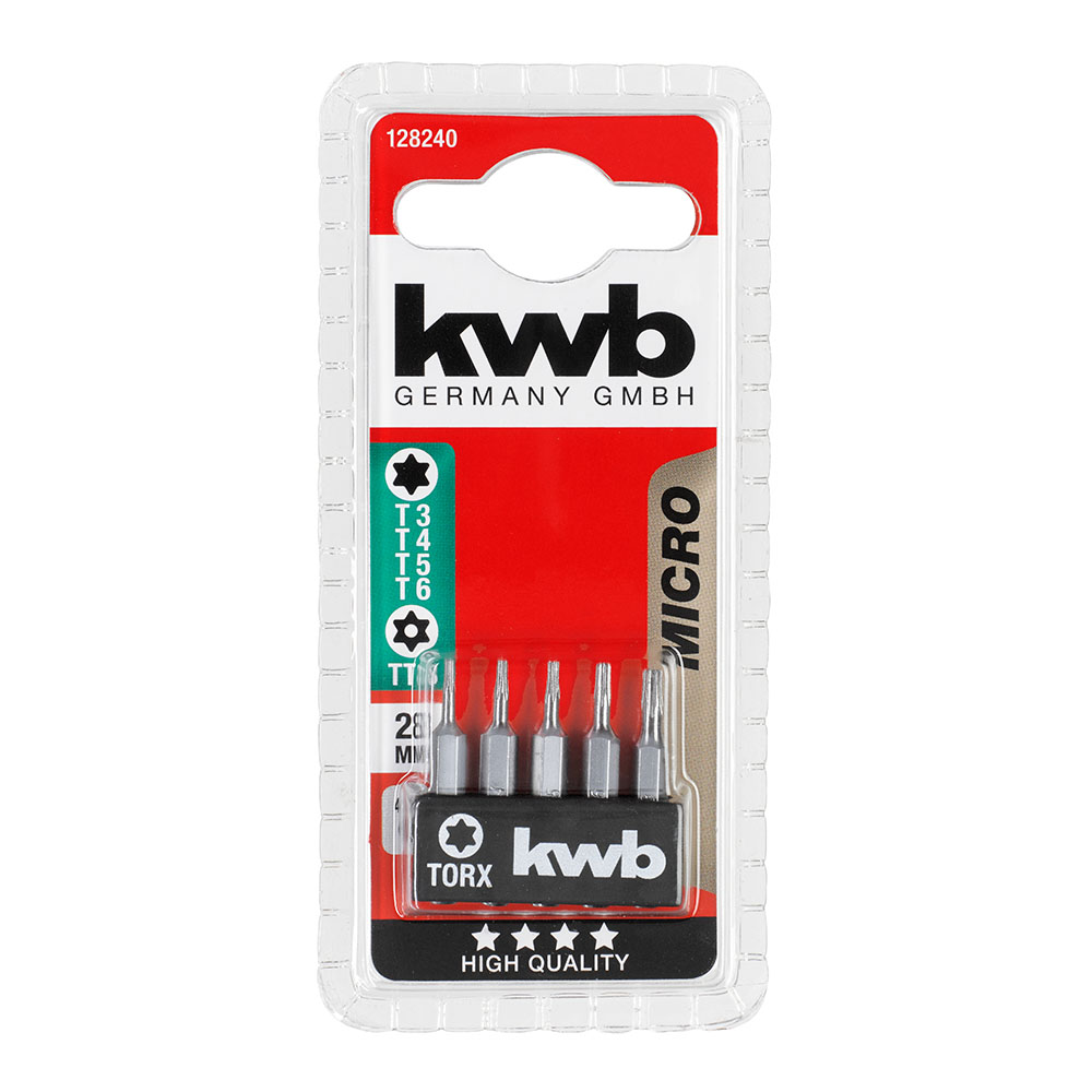 

Набор бит KWB (128240) Т3/ T4/ T5/ T6/ ТТ8 28 мм (5 шт.)
