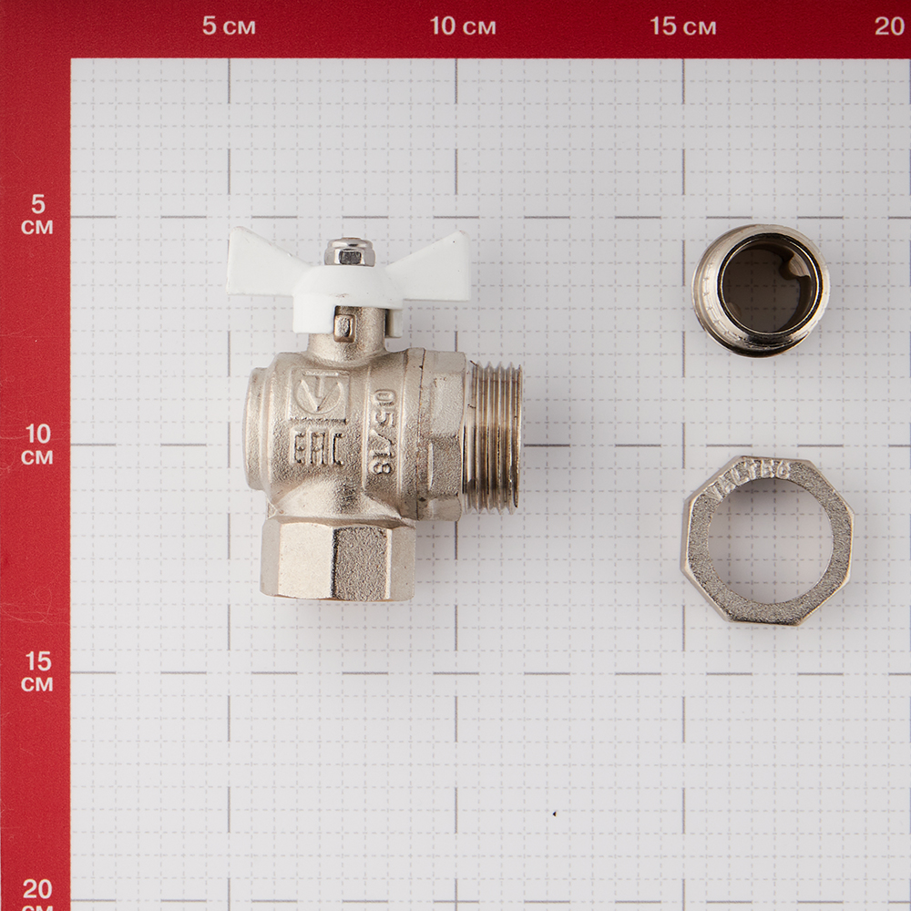 Кран шаровой латунный Valtec Base 3/4 ВР(г) х 3/4 НР(ш) бабочка с полусгоном угловой (VT.228.NW.05) Вид№5