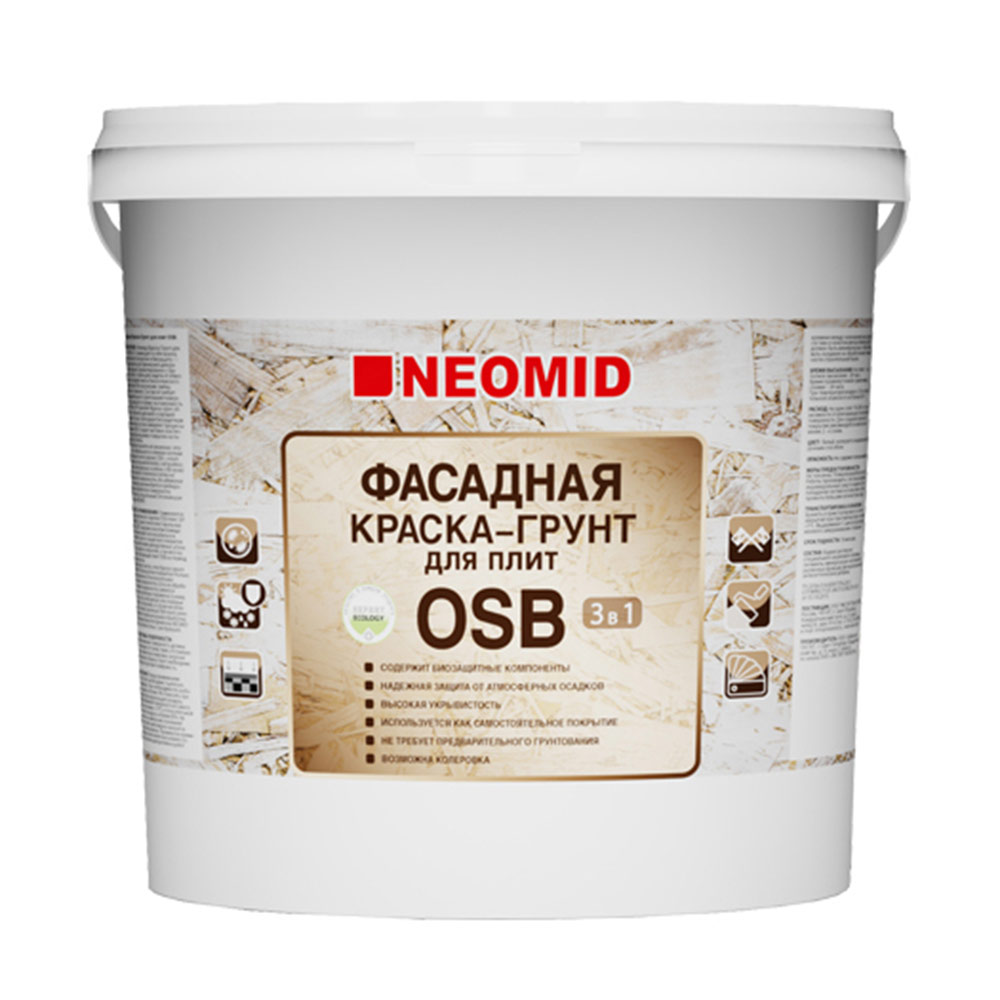 Neomid для плит osb. Грунт для плит OSB 14кг Неомид. Грунт NEOMID для плит OSB 7кг. Грунт для плит OSB NEOMID - 14. Неомид фасадная краска-грунт для плит OSB 3 В 1.