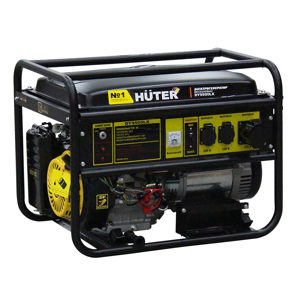 Генератор бензиновый Huter DY9500LX (64/1/40) 7,5 кВт с электростартером электрогенератор huter dy6 5a бензиновый 5 5 квт 220 в 13 л с 22 л ручной старт