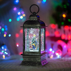Фонарь декоративный Neon-Night (501-065) Рождество свечение теплое белое эффект снегопада с подсветкой