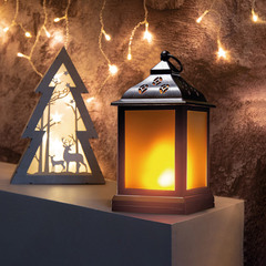 Новогоднее украшение фонарь декоративный Neon-Night (513-066) 11х11х22,5 см черный свечение белое