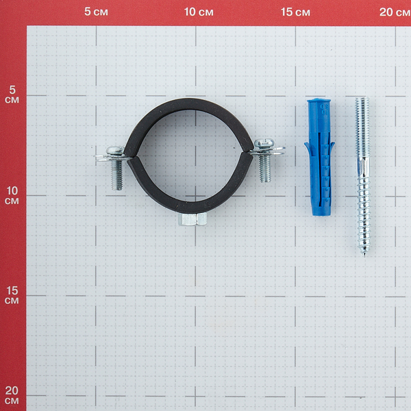 Хомут сантехнический 1 1/2\" 48-52 мм оцинкованная сталь со шпилькой и ...