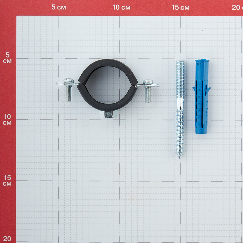 Хомут сантехнический 1\" 32-35 мм оцинкованная сталь со шпилькой и ...