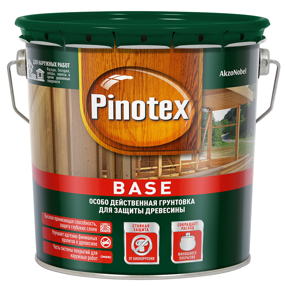 фото Антисептик pinotex base грунтовочный для дерева бесцветный 2,7 л
