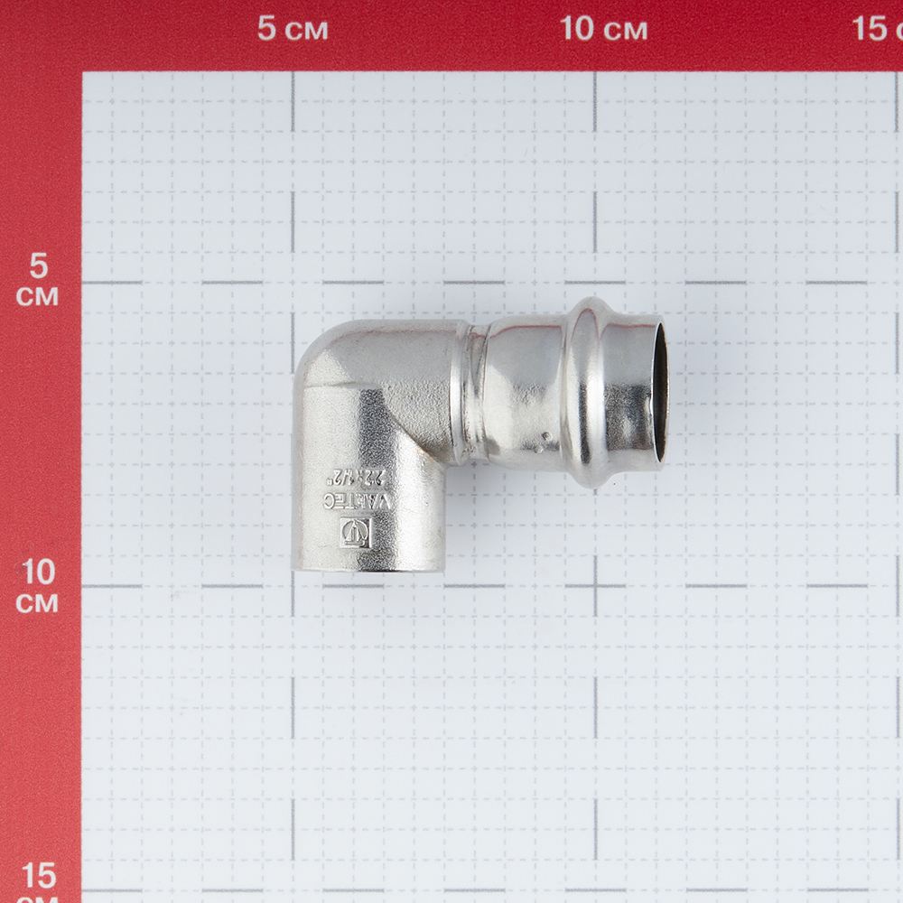 фото Угол valtec (vti.952.i.002204) 90° 22 мм х 1/2 вр нержавеющая сталь