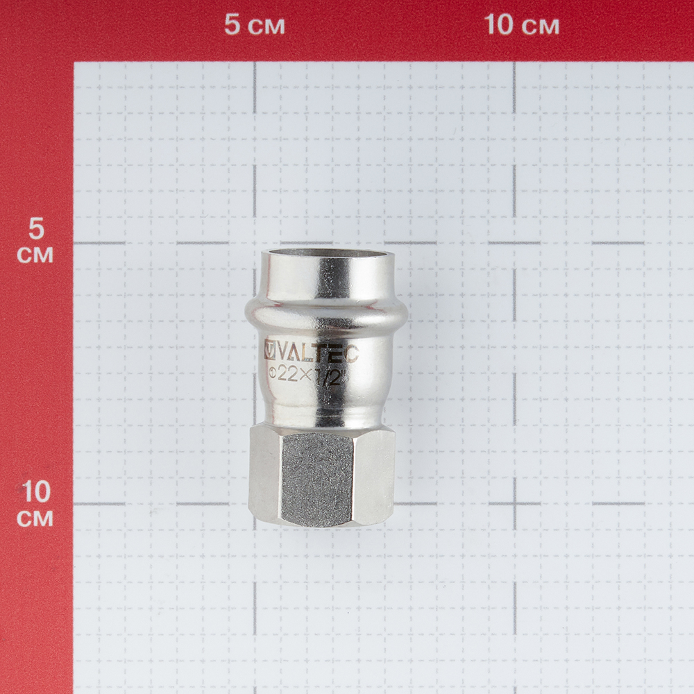 фото Соединитель valtec (vti.902.i.002204) 22 мм х 1/2 вр(г) нержавеющая сталь