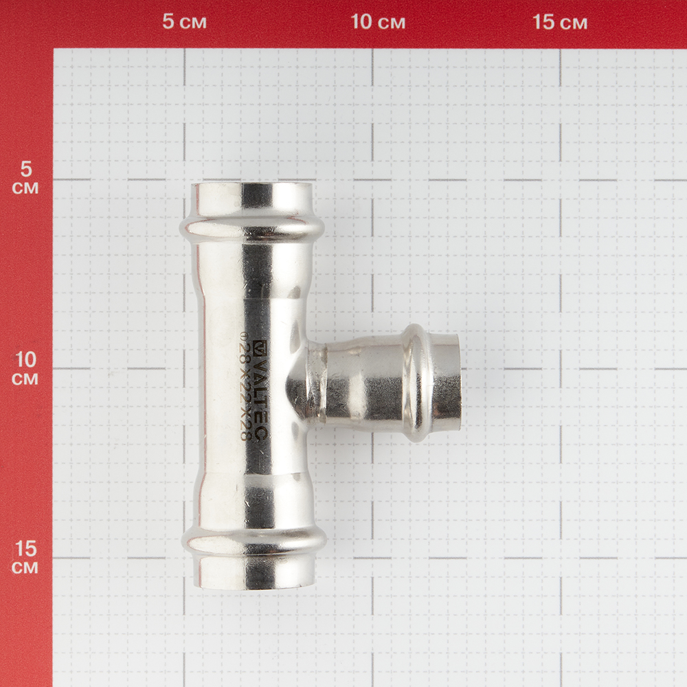 фото Тройник valtec (vti.931.i.282228) 28 х 22 х 28 мм нержавеющая сталь