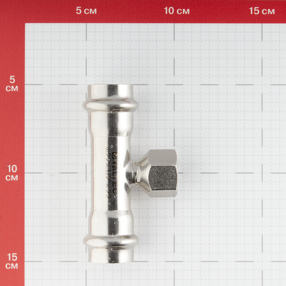фото Тройник valtec (vti.932.i.220422) 22 мм х 1/2 вр(г) х 22 мм нержавеющая сталь