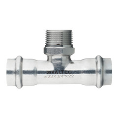 Тройник VALTEC (VTi.933.I.220522) 22 мм х 3/4 НР(ш) х 22 мм нержавеющая сталь
