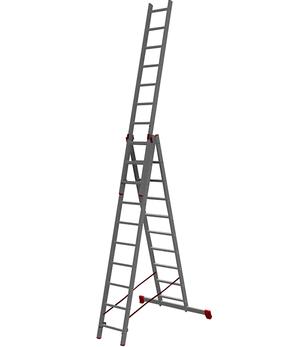 Лестница алюминиевая трансформер трехсекционная 10 ступеней Новая высота профессиональная лестница стремянка новая высота nv 311 алюминиевая профессиональная 6 ступеней