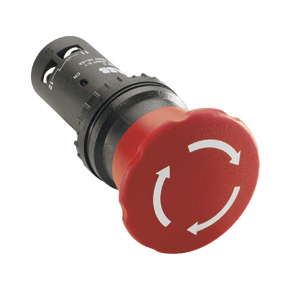 Кнопка ABB CE4T-10R-11 (1SFA619550R1071) 300 В 1НО+1НЗ красная с фиксацией