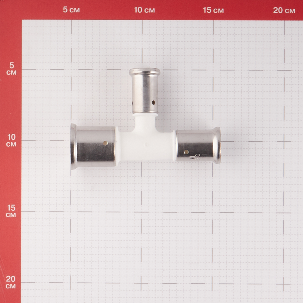 фото Тройник henco (11pkw-261620) 26(пресс) х 16(пресс) х 20(пресс) pvdf белый