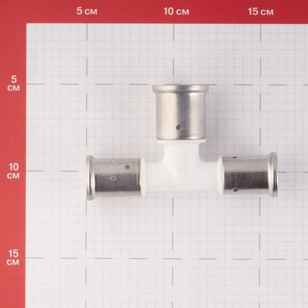 фото Тройник henco (12pkw-202620) 20(пресс) х 26(пресс) х 20(пресс) pvdf белый