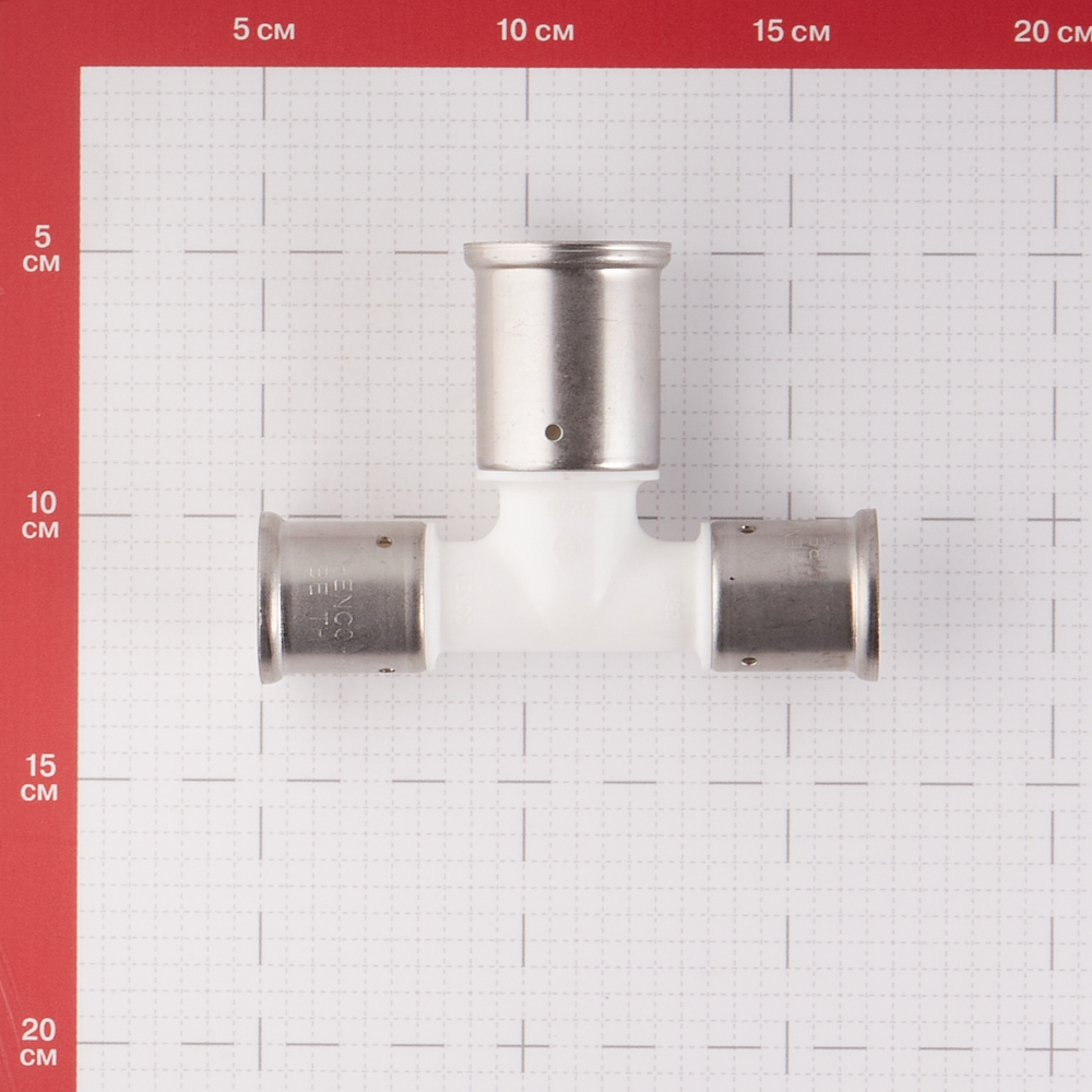 фото Тройник henco (12pkw-263226) 26(пресс) х 32(пресс) х 26(пресс) pvdf белый