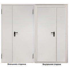 Дверь противопожарная двухстворчатая Промет ДП-2-EIS-60 серый (7035) глухая правая 1250х2050 мм