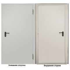 Дверь техническая Промет ДТ-1 серый (7035) глухая правая 950х2050 мм
