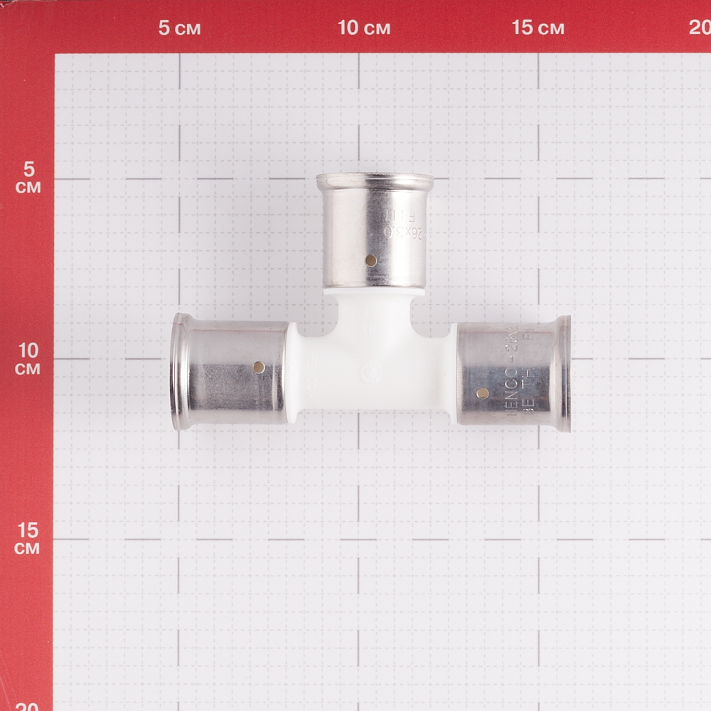 фото Тройник henco (9pkw-262626) 26(пресс) х 26(пресс) х 26(пресс) pvdf белый