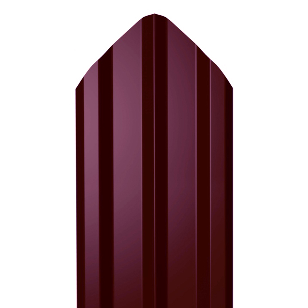 фото Евроштакетник двухсторонний м-образный 0,45 мм 100х1800 мм красное вино ral 3005 фигурный срез