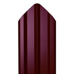 Евроштакетник двухсторонний М-образный 0,45 мм 100х2000 мм красное вино RAL 3005 фигурный срез