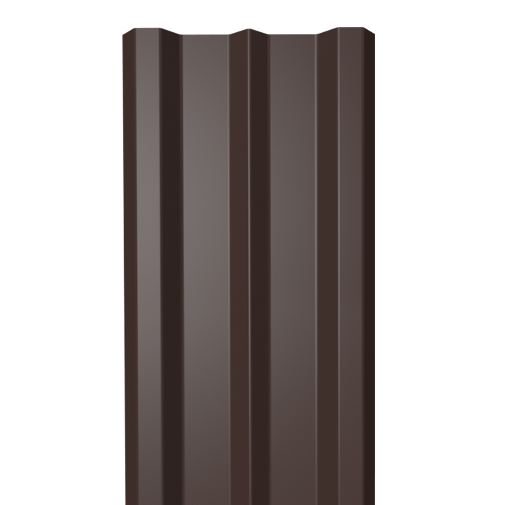 фото Евроштакетник двухсторонний м-образный 0,45 мм 100х1800 мм коричневый ral 8017 прямой срез