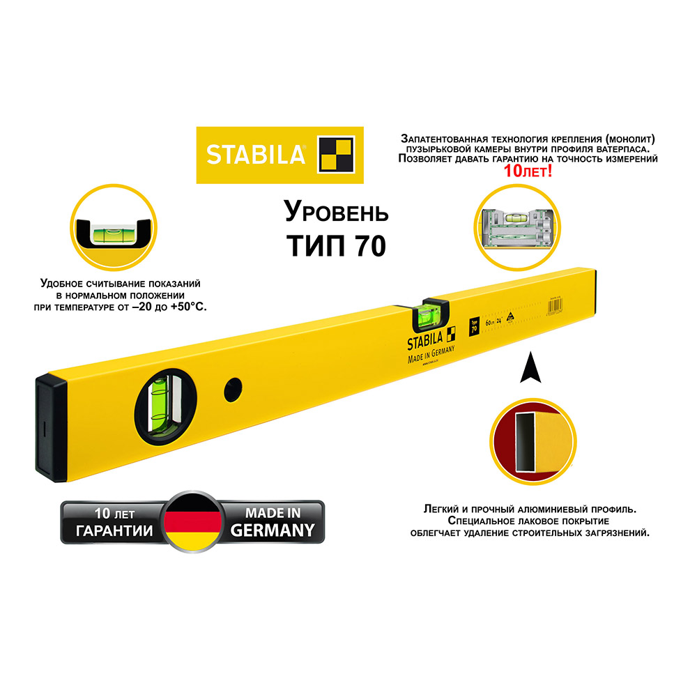 фото Уровень stabila 70 120 см 2 глазка