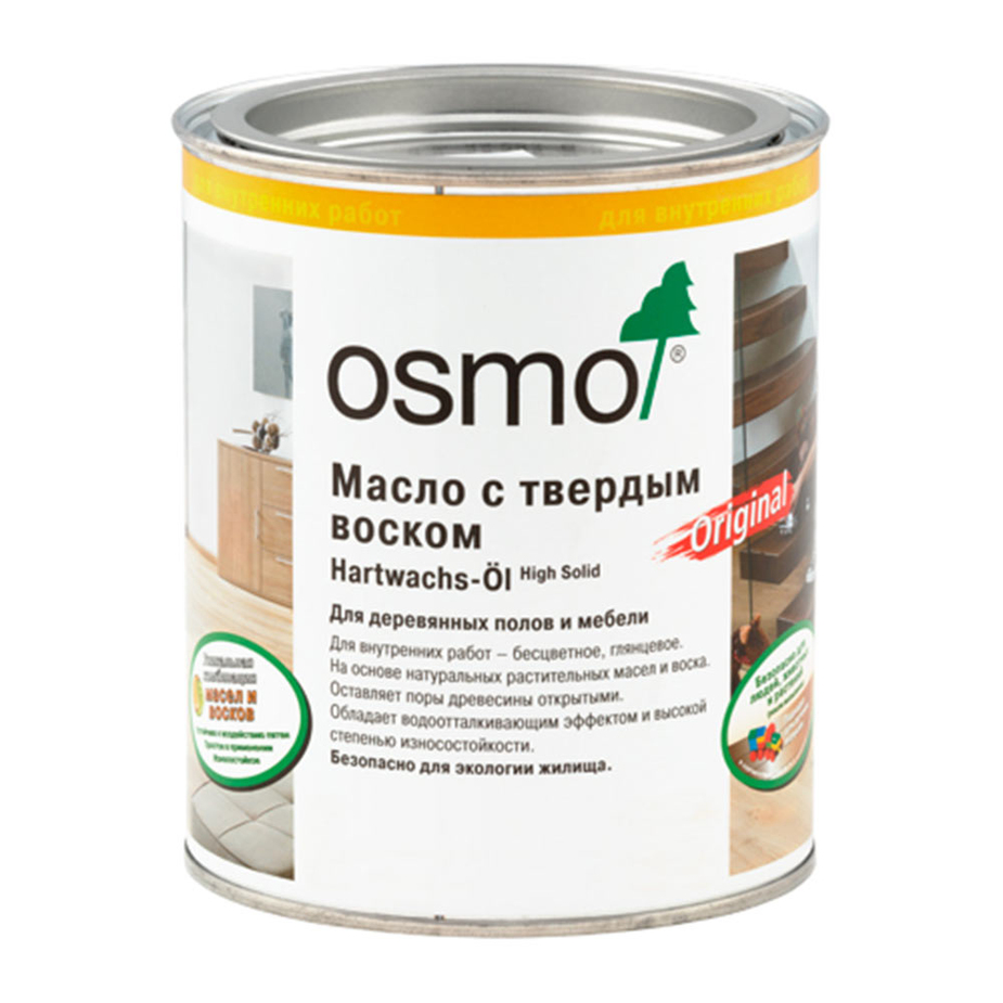 Масло Osmo Original 3062 для деревянных полов и мебели с твердым воском бесцветное матовое 0,75 л