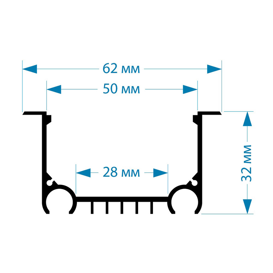 Профиль для светодиодной ленты белый врезной