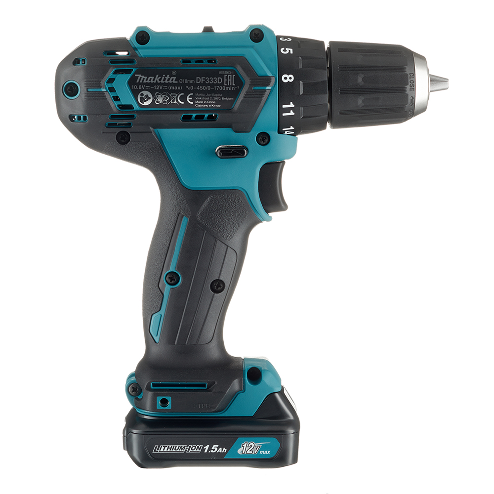 

Дрель-шуруповерт аккумуляторная Makita DF333DWYE 12В 2х1,5Ач Li-Ion