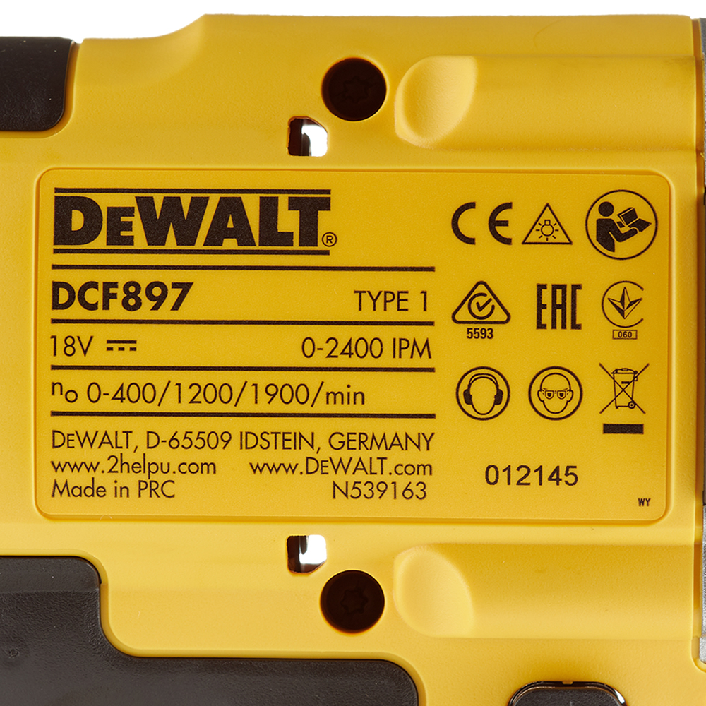 Гайковерт аккумуляторный DeWalt DCF897N-XJ 18В Li-Ion без АКБ и ЗУ