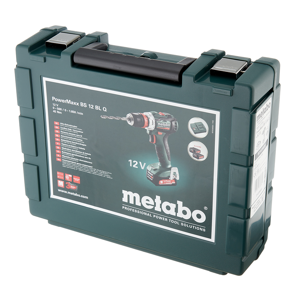 фото Дрель-шуруповерт аккумуляторная metabo powermaxx bs 12 bl q (601039500) 12в 2х2ач li-ion