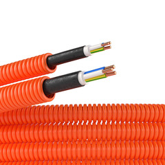 Труба гофрированная ПНД с кабелем ВВГнг-LS 3х1,5 16 мм DKC оранжевая (50 м)